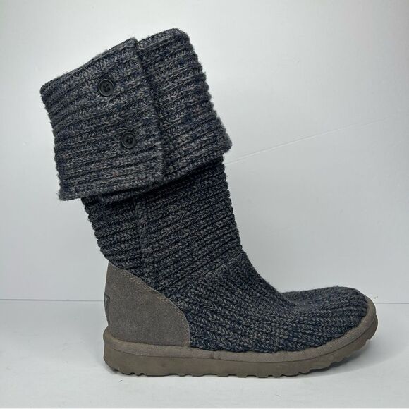 UGG Australia Gray Knit fold over tall Boots - Picture 2 of 9